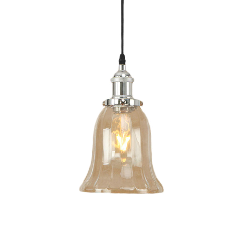 Industrial Clear Glass Bell Pendant Light with Bronze/Antique Brass/Copper Finish - Indoor Hanging Lamp