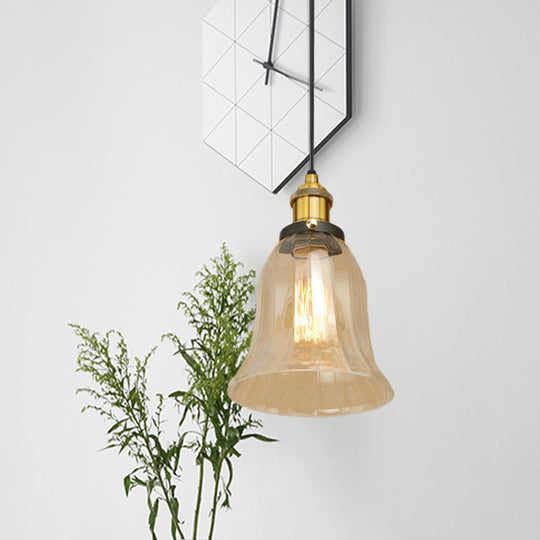 Industrial Clear Glass Bell Pendant Light with Bronze/Antique Brass/Copper Finish - Indoor Hanging Lamp