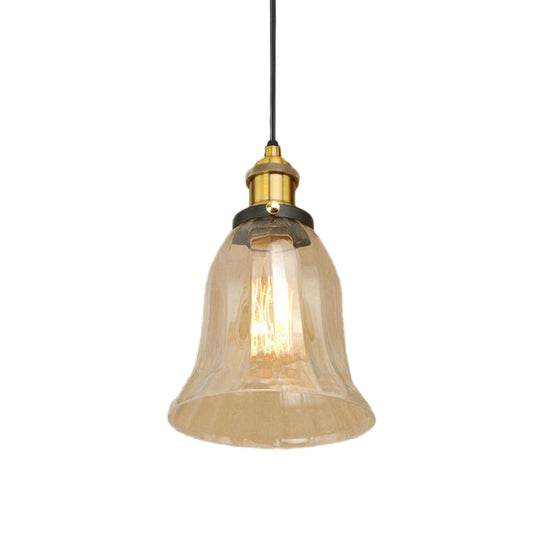 Industrial Clear Glass Bell Pendant Light with Bronze/Antique Brass/Copper Finish - Indoor Hanging Lamp