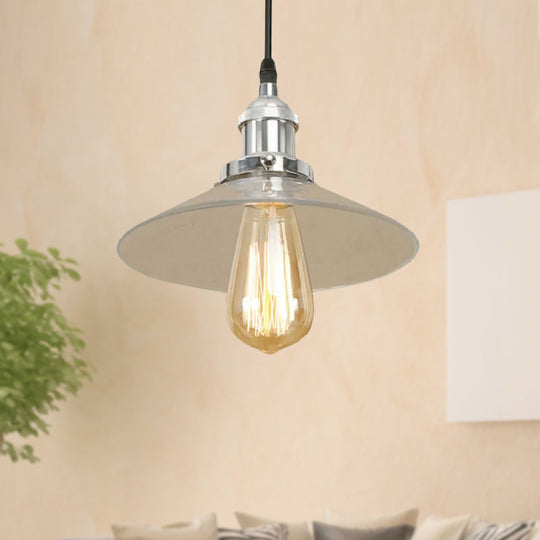 Industrial Clear Glass Pendant Lamp with Cone Shade - Black/Rust/Copper Finish - Living Room Hanging Light Fixture