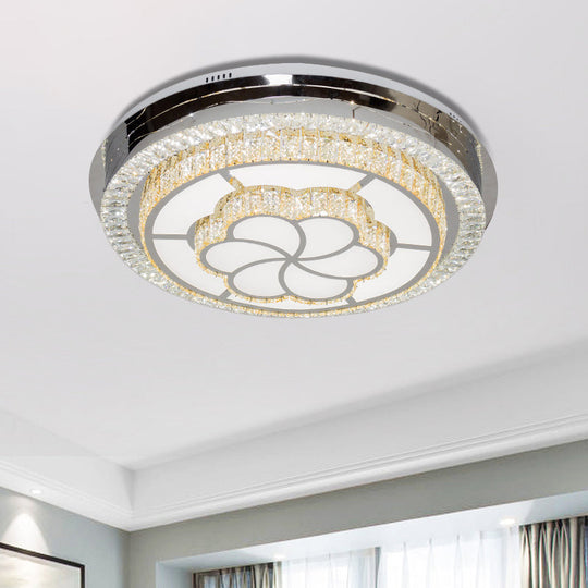 Contemporary LED Crystal Flush Ceiling Light Fixture for Parlor