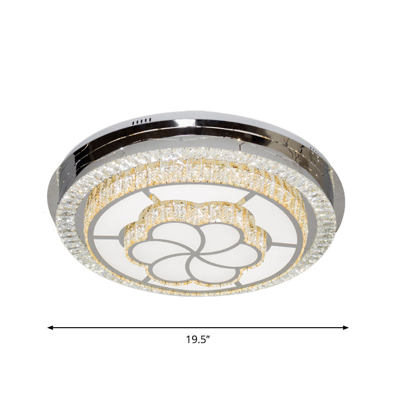 Contemporary LED Crystal Flush Ceiling Light Fixture for Parlor