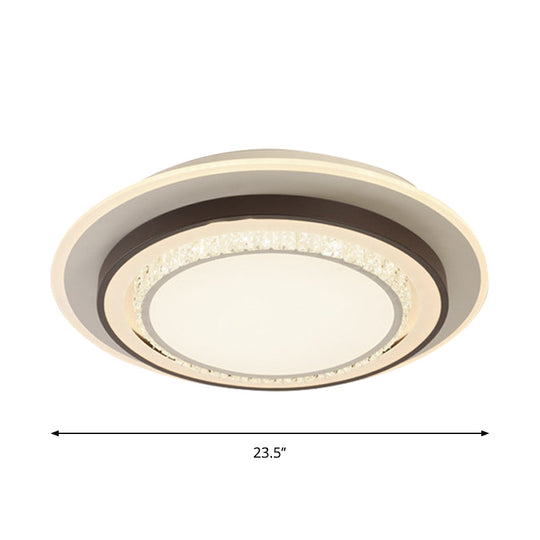 Modern White LED Flush Mount Lamp with Square-Cut Crystals - Stylish Close-to-Ceiling Lighting