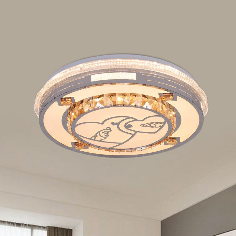 Contemporary Flushmount Ceiling Light with LED Crystals in White, Heart/Floral/Circle Pattern