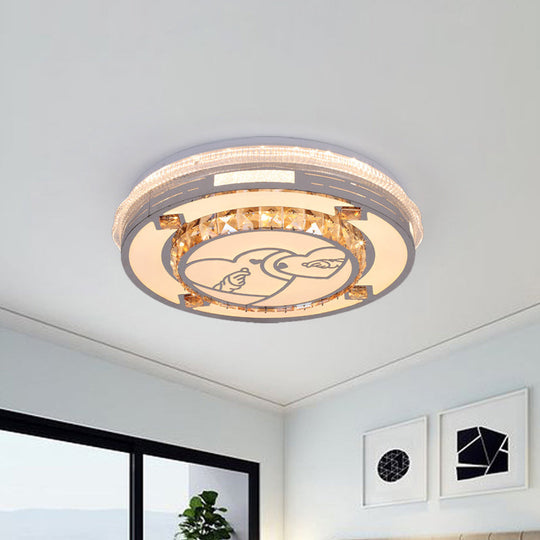 Contemporary Flushmount Ceiling Light with LED Crystals in White, Heart/Floral/Circle Pattern