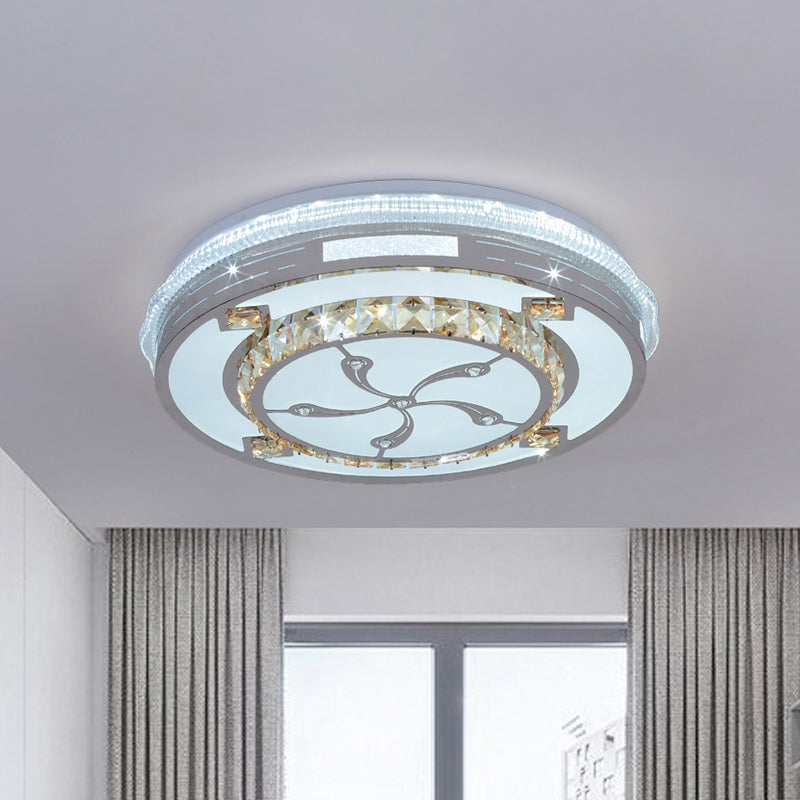 Contemporary Flushmount Ceiling Light with LED Crystals in White, Heart/Floral/Circle Pattern