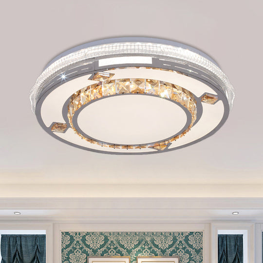 Contemporary Flushmount Ceiling Light with LED Crystals in White, Heart/Floral/Circle Pattern