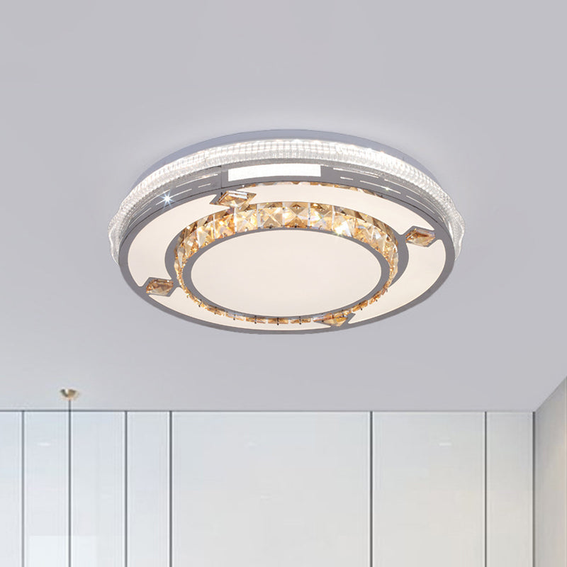 Contemporary Flushmount Ceiling Light with LED Crystals in White, Heart/Floral/Circle Pattern