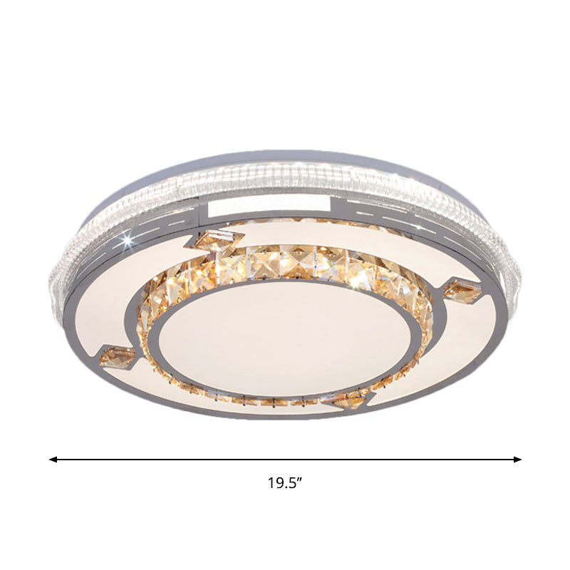 Contemporary Flushmount Ceiling Light with LED Crystals in White, Heart/Floral/Circle Pattern