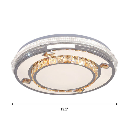 Contemporary Flushmount Ceiling Light With Led Crystals In White Heart/Floral/Circle Pattern