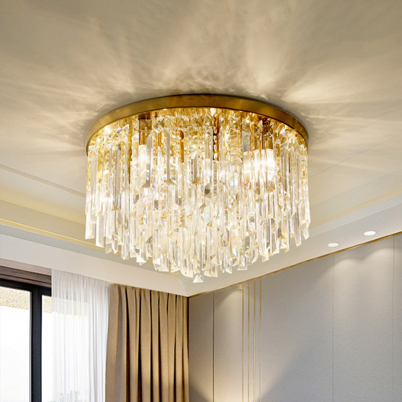 Contemporary Crystal Draping Flush Ceiling Light with Chrome/Gold Finish - 6 Heads - Ideal for Bedroom