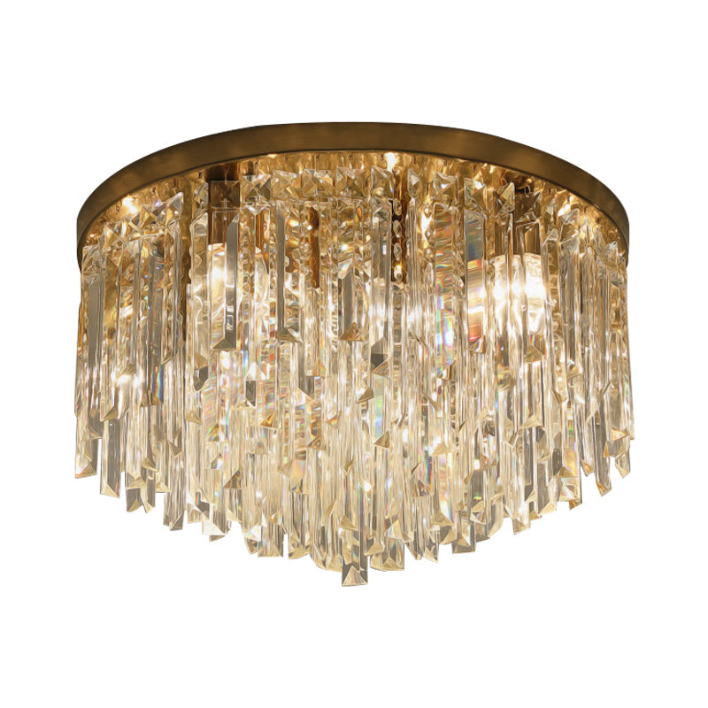 Contemporary Crystal Draping Flush Ceiling Light with Chrome/Gold Finish - 6 Heads - Ideal for Bedroom