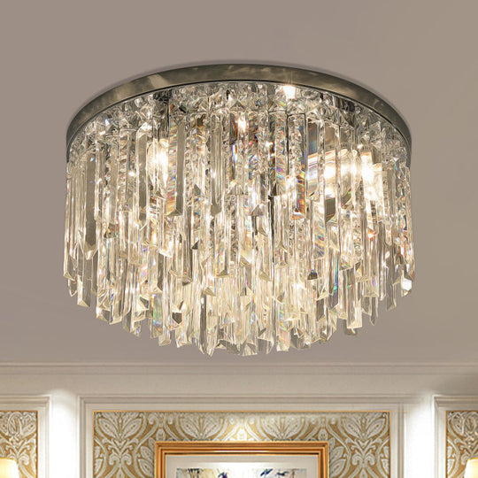 Contemporary Crystal Draping Flush Ceiling Light with Chrome/Gold Finish - 6 Heads - Ideal for Bedroom