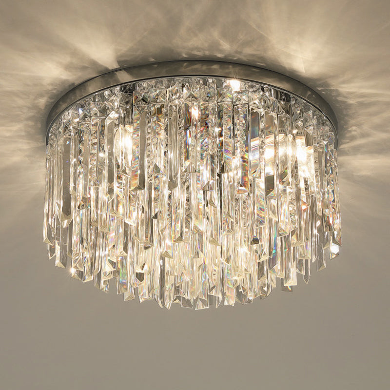 Contemporary Crystal Draping Flush Ceiling Light with Chrome/Gold Finish - 6 Heads - Ideal for Bedroom