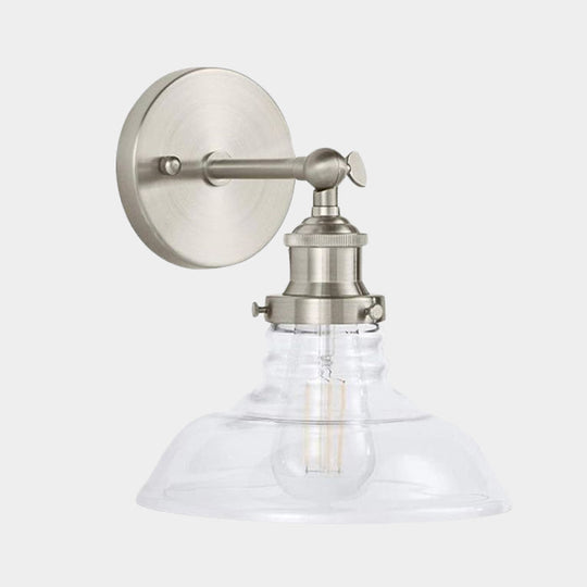 Industrial 1-Light Wall Sconce Clear Glass & Chrome/Nickel Finish - Ideal For Kitchen