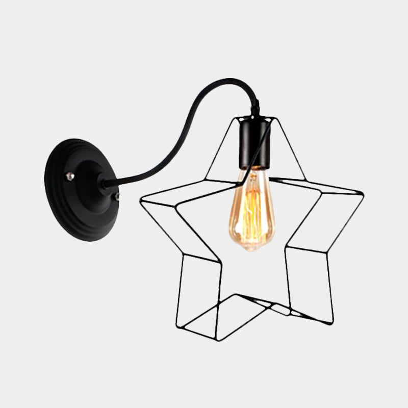 Black Retro Style Metal Diamond/Star Sconce Lamp For Coffee Shop