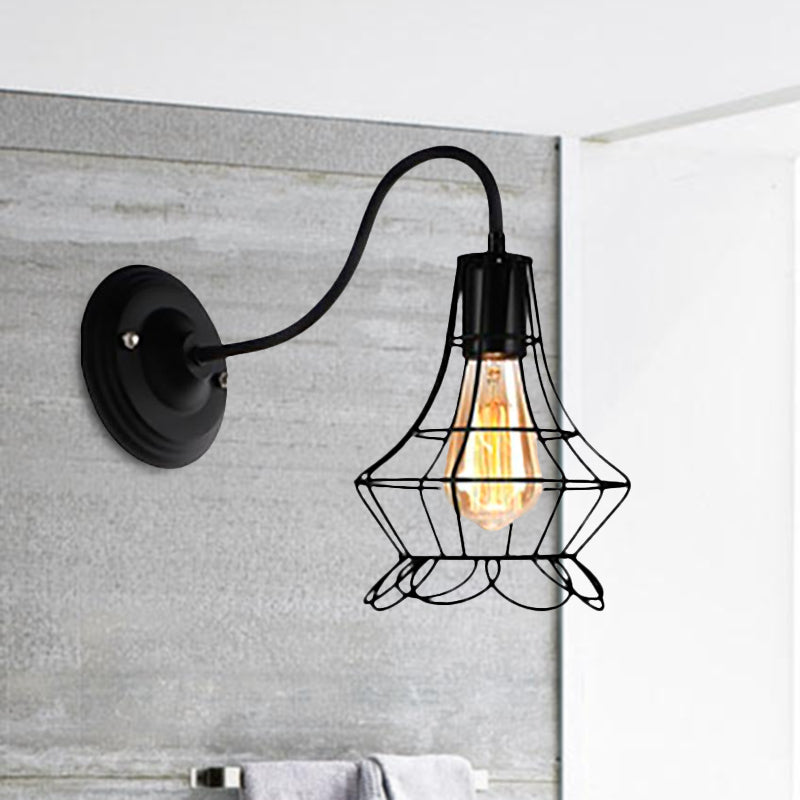 Black Retro Style Metal Diamond/Star Sconce Lamp For Coffee Shop