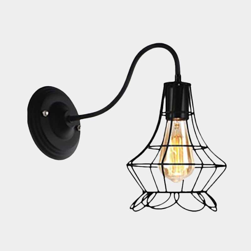 Black Retro Style Metal Diamond/Star Sconce Lamp For Coffee Shop