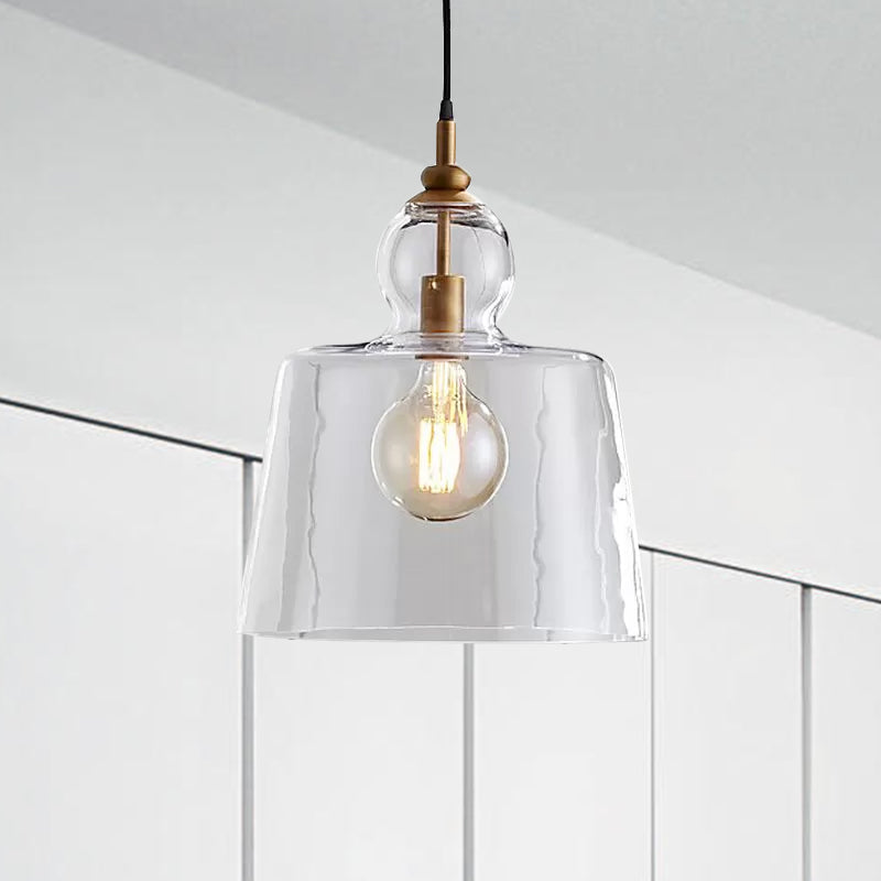 Upside-Down Clear Glass Pendant Light with Gold/Chrome Finish for Industrial Settings