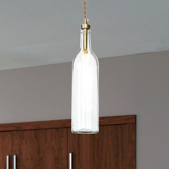 Smoke Grey/Green Industrial Wine Bottle Hanging Lamp - Adjustable Cord Pendant Light