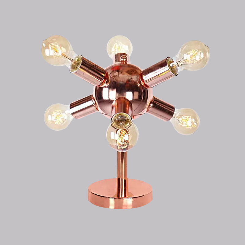 Industrial Style Copper Finish Sputnik Table Lamp | 6/9-Head Metallic Lighting For Bedroom With