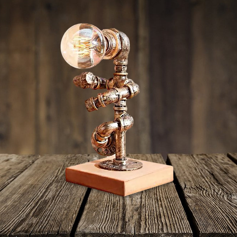 Steampunk Style Bronze Metal Table Lamp With Robot Athlete Design - 1 Light Lighting For Bedroom