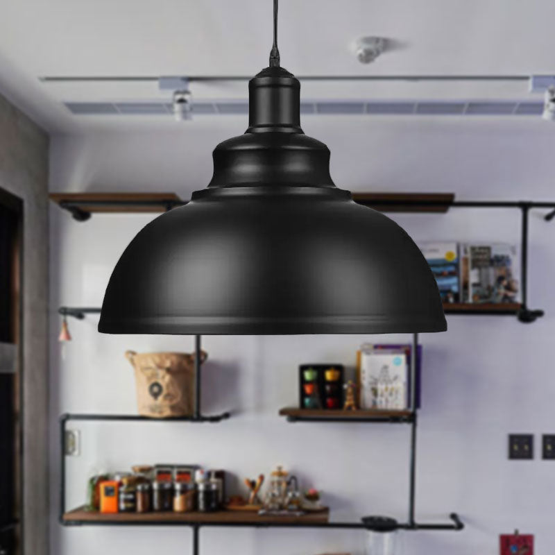 Retro Industrial Metal Ceiling Pendant with Black Finish Bowl Shade - Stylish Suspension Light for Living Room