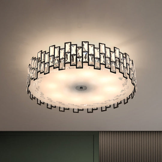 Crystal Embedded Drum Flush Mount Light - Contemporary Design 6/8 Heads 19.5/23.5 Width Clear / 23.5