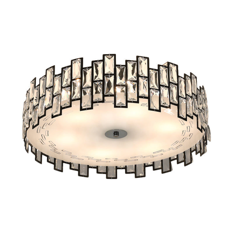 Crystal Embedded Drum Flush Mount Light - Contemporary Design 6/8 Heads 19.5/23.5 Width