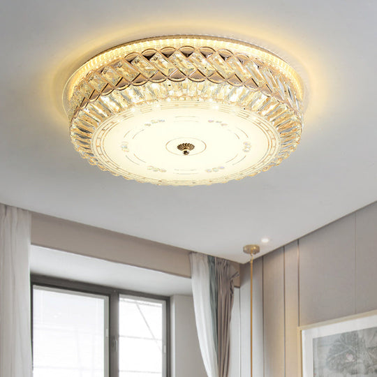 Modern Clear Faceted Crystal LED Flush Mount Lamp for Bedroom Ceiling