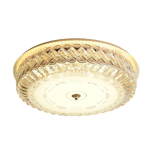 Modern Clear Faceted Crystal LED Flush Mount Lamp for Bedroom Ceiling