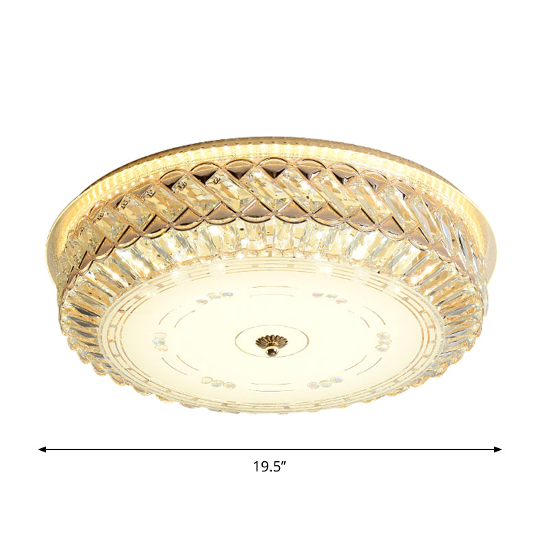 Modern Clear Faceted Crystal LED Flush Mount Lamp for Bedroom Ceiling