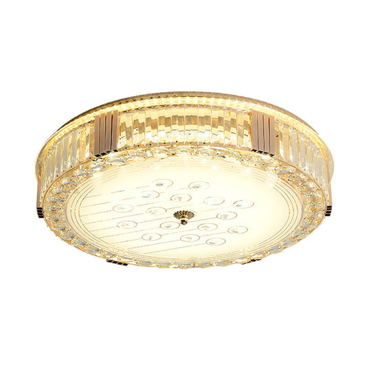 Modern LED Flush Mount Lamp with Rectangular-Cut Clear Crystals