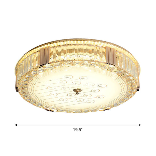 Modern LED Flush Mount Lamp with Rectangular-Cut Clear Crystals