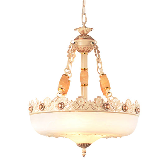 White Barn-Style Glass Pendant Light With Single Bulb And Beige/Brass Suspended Fixture - Available