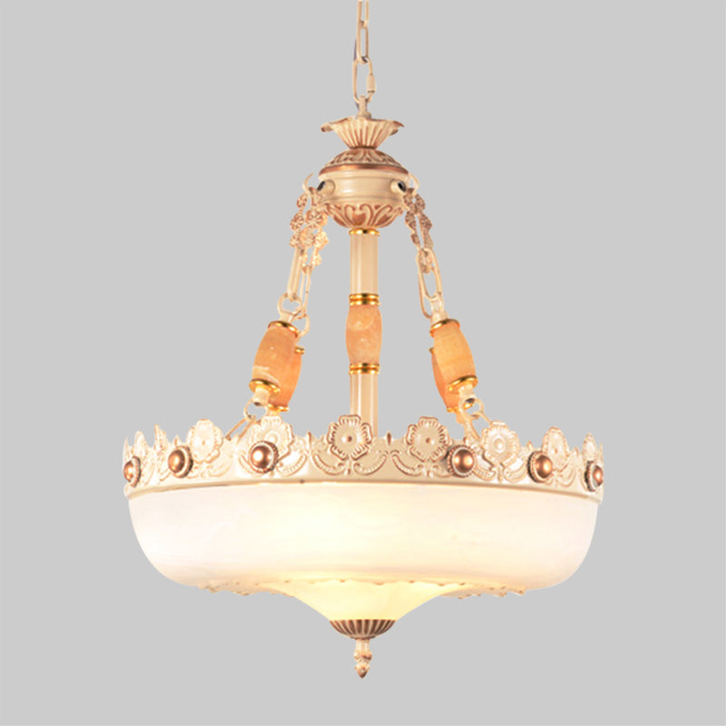 White Barn-Style Glass Pendant Light With Single Bulb And Beige/Brass Suspended Fixture - Available