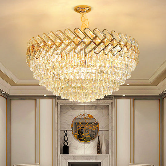 Modern Crystal Block Ceiling Lamp - Gold Chandelier Pendant Light