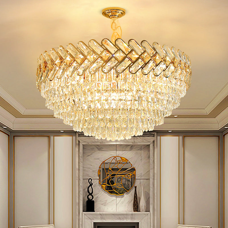 Modern Crystal Block Ceiling Lamp Chandelier Pendant Light - Gold 5/7-Head Design