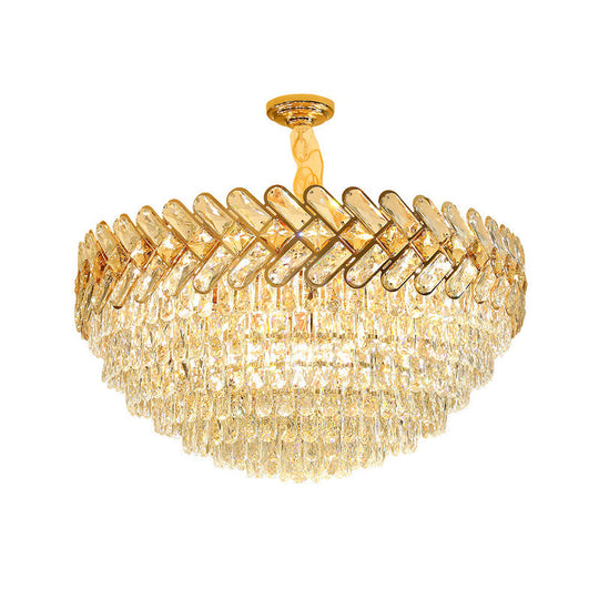 Modern Crystal Block Ceiling Lamp - Gold Chandelier Pendant Light