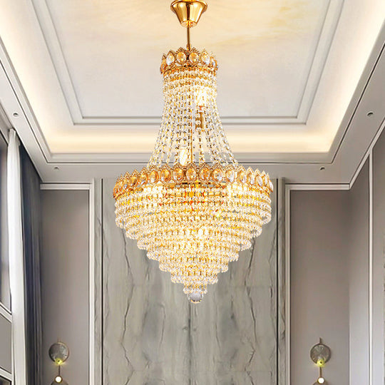 Contemporary Gold Conical Down Lighting Chandelier With Crystal Accents For Parlor 5 /