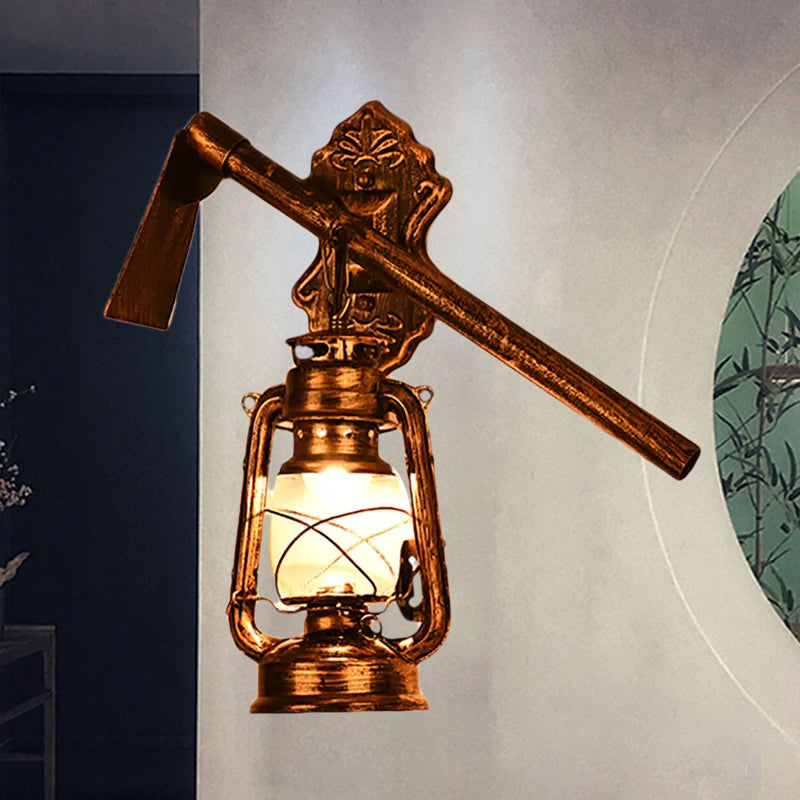 Industrial Rustic Kerosene Wall Sconce Lamp With Trumpet Design - Clear Glass And 1-Light Fixture