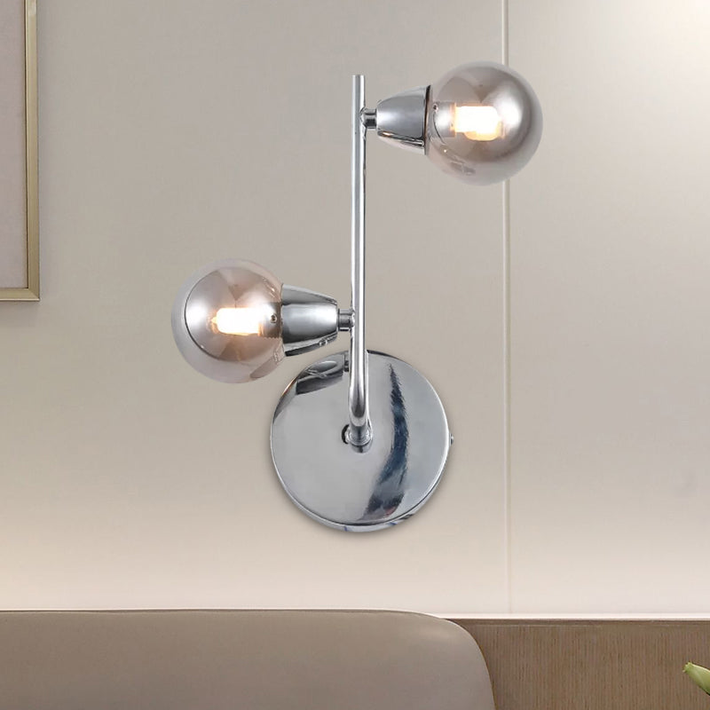 Vintage Style Ball Shaped Glass Wall Sconce Light With Chrome Finish - 2/4 Lights Ideal For Living