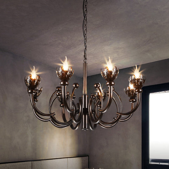 Adjustable Rustic Metallic 8-Light Chandelier: Industrial Pendant Lamp