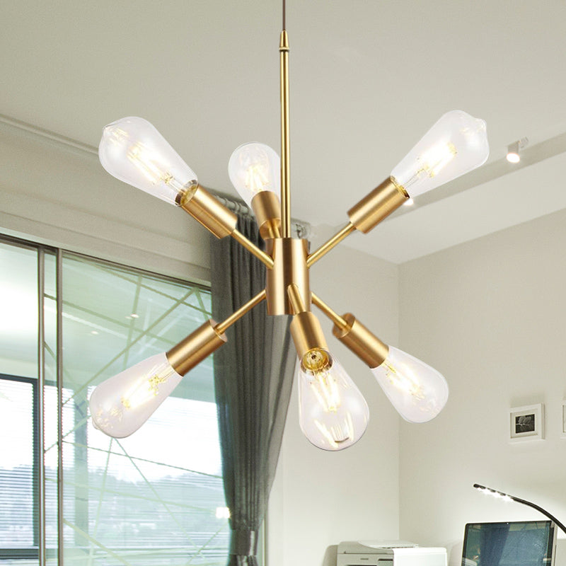 Modern Sputnik Hanging Pendant Light, Loft Style, Brass Finish