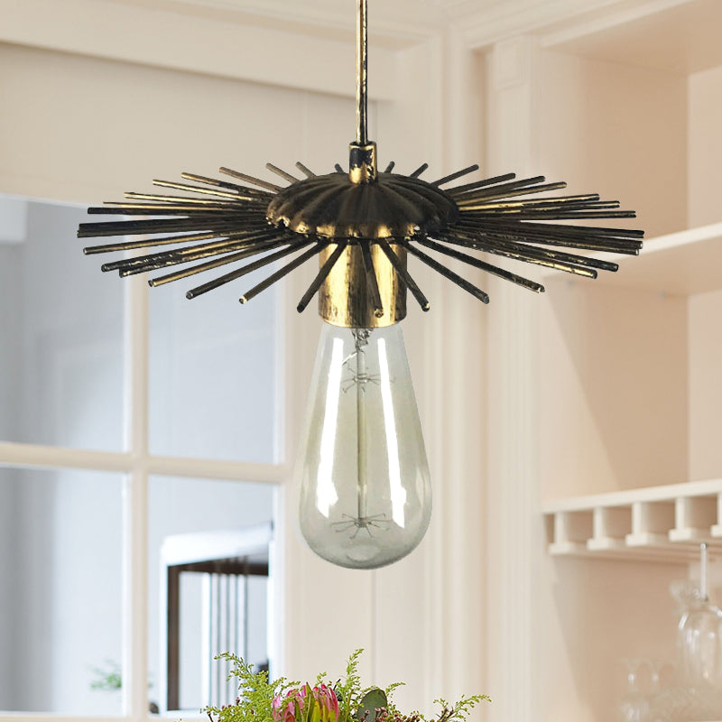 Farmhouse Style Pendant Light: Open Bulb Sputnik Design Antique Brass/Copper