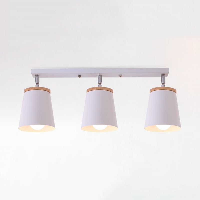 Metal Rotatable Semi Flush Mount Light in White - Modernistic Tapered Shade - Ideal for Living Room