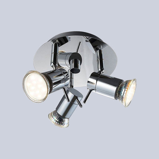 Industrial Chrome Semi-Flush Ceiling Light with Metal Shade