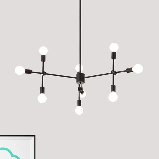 Industrial Metal Bulb Chandelier: Open Design, 9/12 Lights, Black/Brass Pendant Lighting for Dining Room