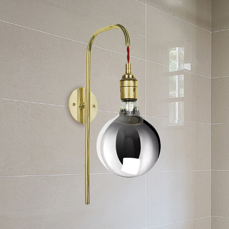 Modern Chrome/Gold Sconce Light With Clear Glass Globe Fixture For Living Room