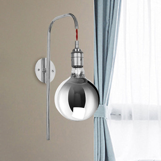 Modern Chrome/Gold Sconce Light With Clear Glass Globe Fixture For Living Room